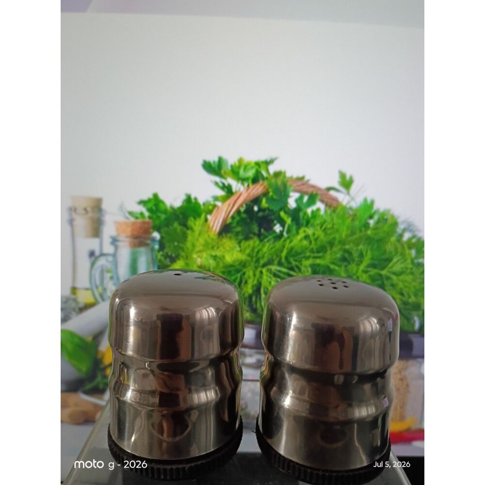 Danish Salt & Pepper Shaker Set Stainless Steel ~Vintage~